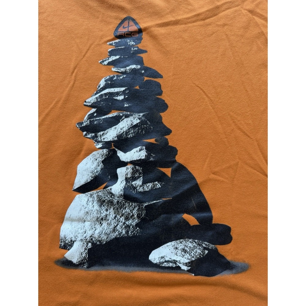 Nike ACG Vintage 2000s Shirt Cairn Rock Formation Graphic Orange Men's Medium - Picture 7 of 9